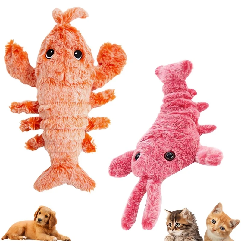 

Floppy Lobster Dog Toys Plush Jumping Lobster Interactive Toy Motion Activated Moving Pet Toy, Plush Pet Chew Toy