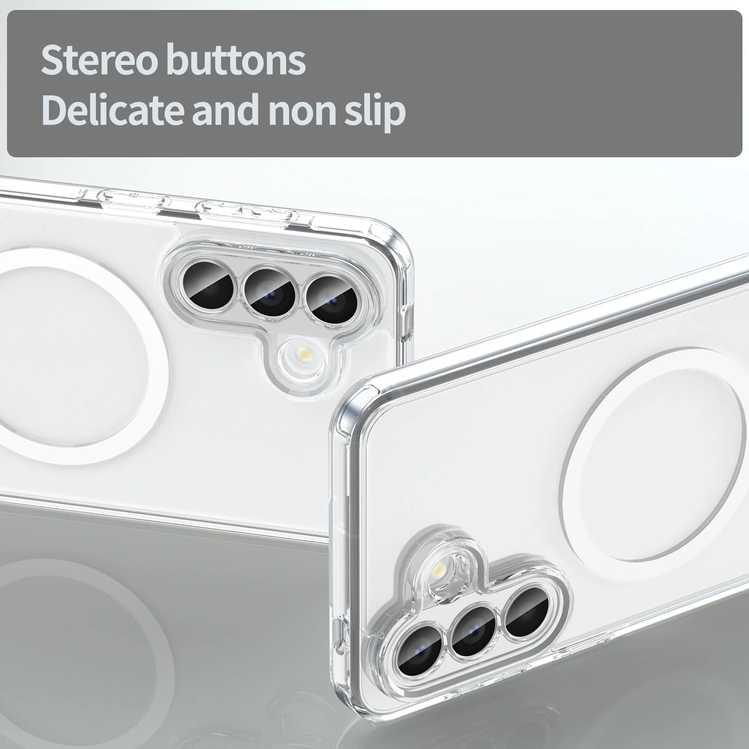 Magnetic Transparent Shockproof Phone Case with Soft TPU Frame