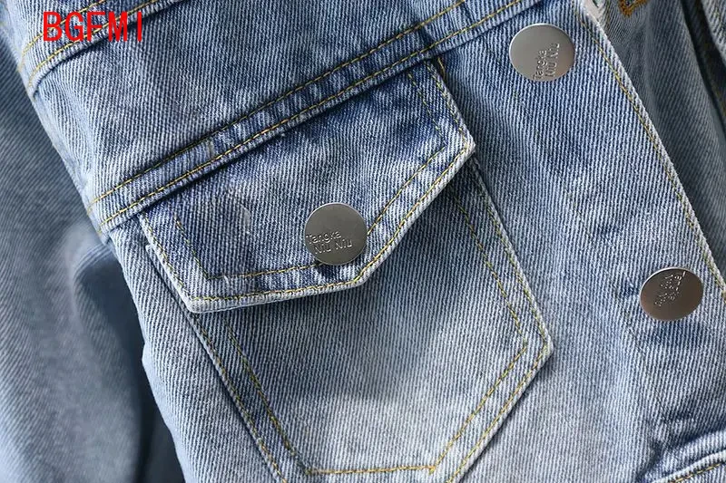 Giacca Jeans Per Bambina Con Stampa - Cappotto Classico Con Revers - Primavera/Autunno