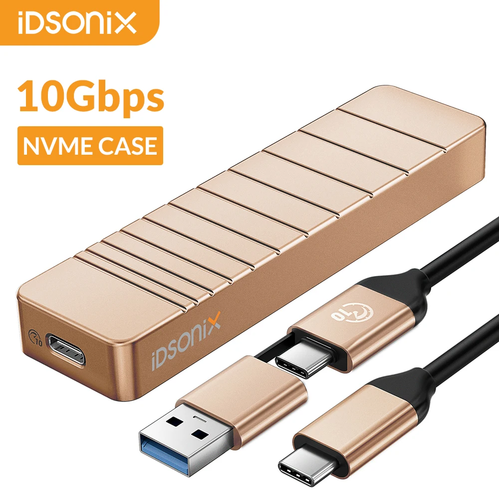 Idsonix-nvme Gabinete Ssd tipo c Usb 3.2 Case de Disco Rígido Externo M.2 Nvme Pcie Suporte m Key b & m Key para Laptop Macbook 10gbps