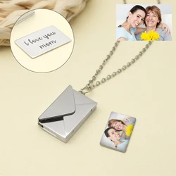 Personalised Love Letter Envelope Pendant Necklace Custom Necklace Envelope Locket Necklace Hidden Photo Mother's Day Gift