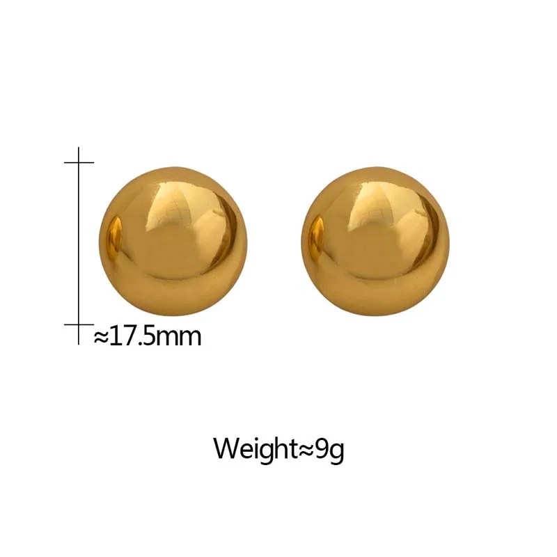 Punk Metal Big Ball Round Stud Earrings - Front View
