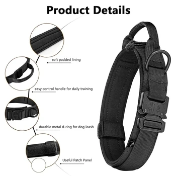 Adjustable Military Tactical Nylon Dog Collar and Leash Set - Durable Training Collar for Dogs - 1PC 4