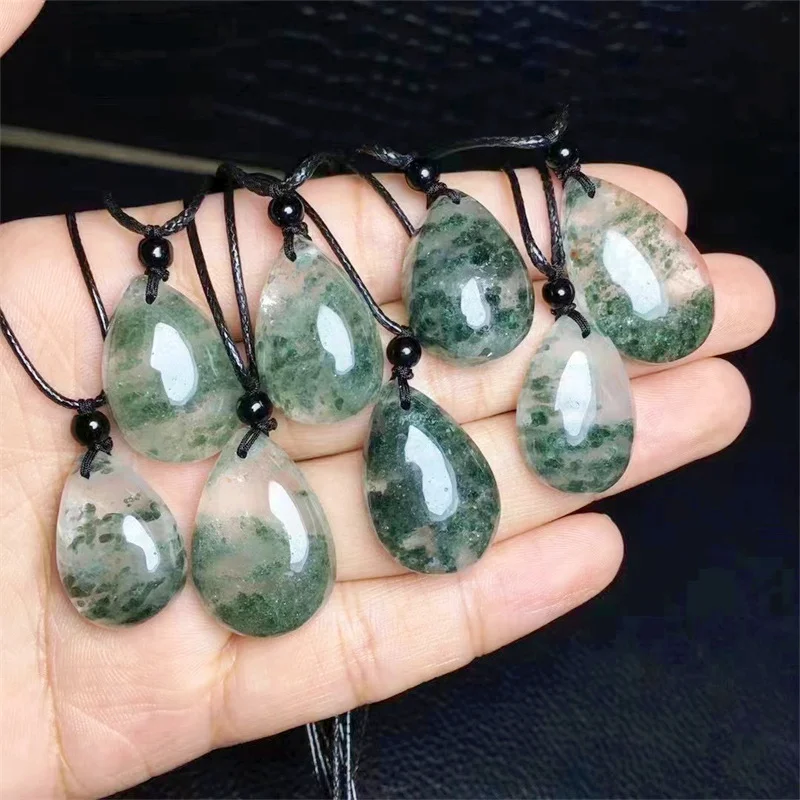 

Natural Green Garden Quartz Teardrop Pendant Crystal Polishing Exquisite Girl Jewelry Healing Fengshui Stone Gift 1PCS