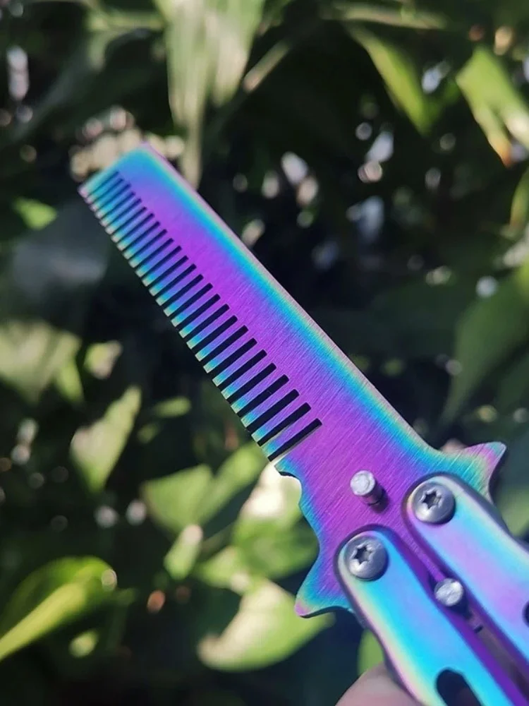 1-teiliger Schaukelkamm aus Edelstahl, zusammenklappbarer Schmetterlingskamm für Anfänger, Übungstraining, Haarstyling-Werkzeug – Detail 1