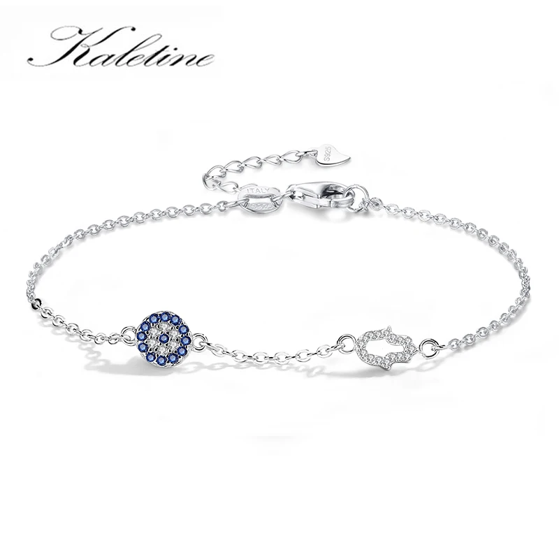 Kaletine Lucky Evil Eye Bracciali Per Donna Bracciale In Argento Sterling 925 Blue Eye Hamsa Hand Fatima Hand Turchia Jewelry