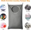 Large Oxford Door Hanging Laundry Hamper Bag with Hooks Dirty Clothes Storage Bag for Bedroom Bathroom 4