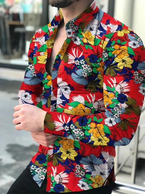 Camisa hawaiana manga larga para hombre, cárdigan lujo con botones, estampado Floral, grande novedad de verano, 2022 _ - AliExpress Mobile