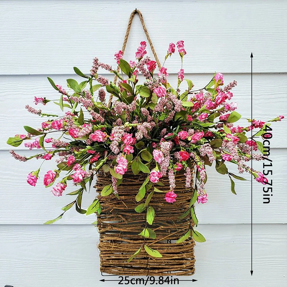 Oairse Kunstmatige Bougainvillea Krans – 46 Cm Diameter, Fuchsia Roze – Voor Voordeur, Haard Of Tafel, Binnen En Buiten