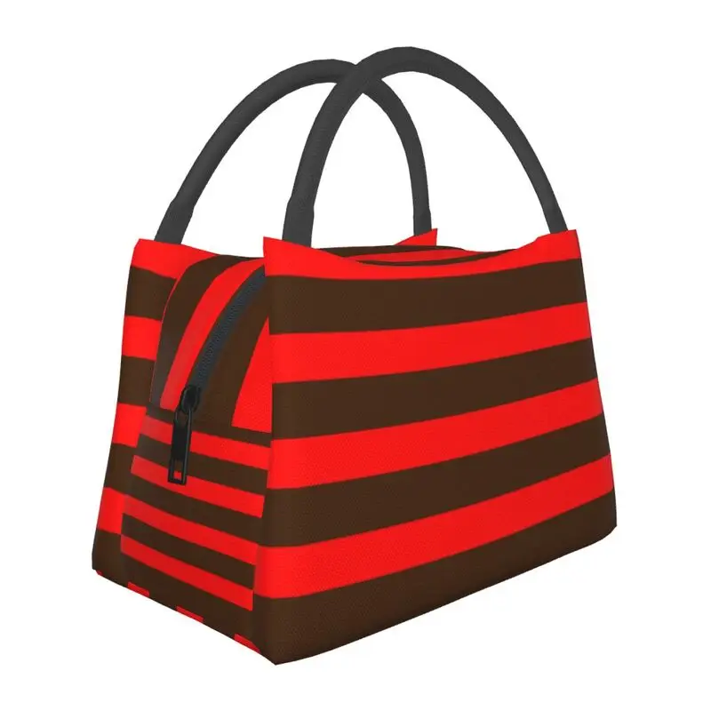 

Simple Red And Brown Stripe Geometry Insulated Lunch Bag Geometric Modern Cooler Thermal Lunch Box Office Picnic Travel