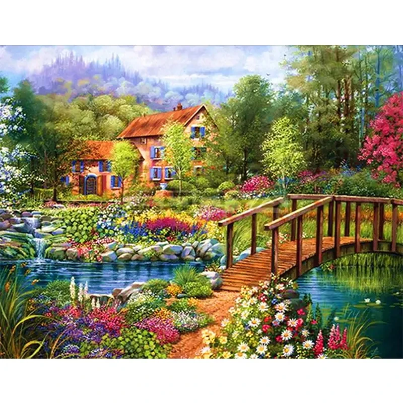 

5D Diamond Painting Woodbridge Garden House Diamond Embroidery DIY Hand Inlaid Mosaic Decoration Painting Home Decoration Gift