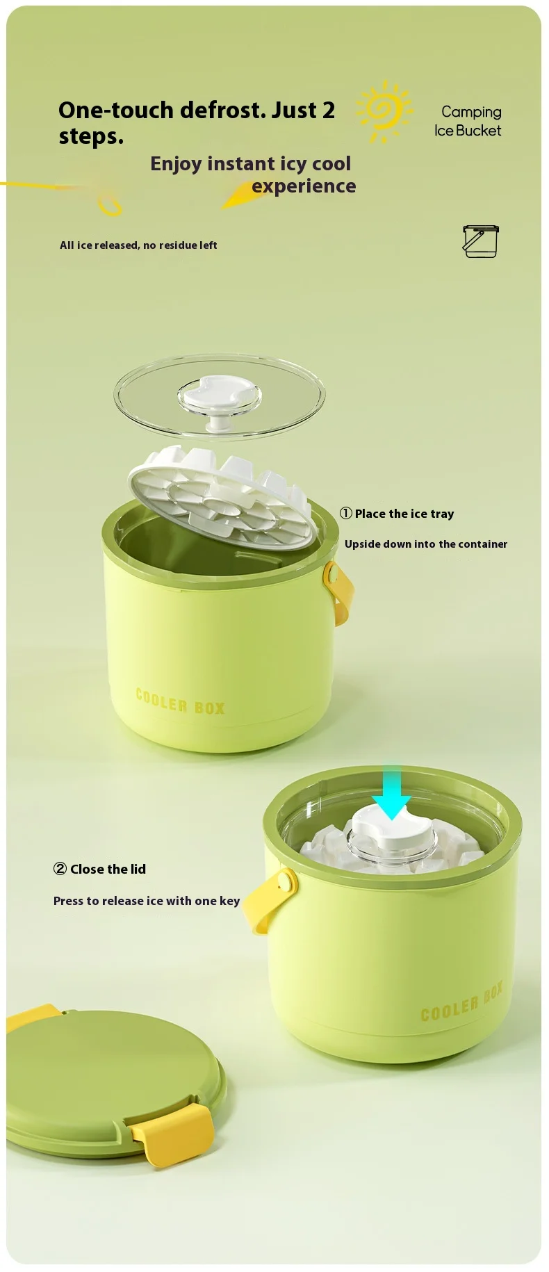 Description Picture 6 of itemPortable Camping Ice Cube Maker Pressurized Insulated Cooler Bucket Outdoor Cold Drink Preservation Mold Kitchen Dining Barware