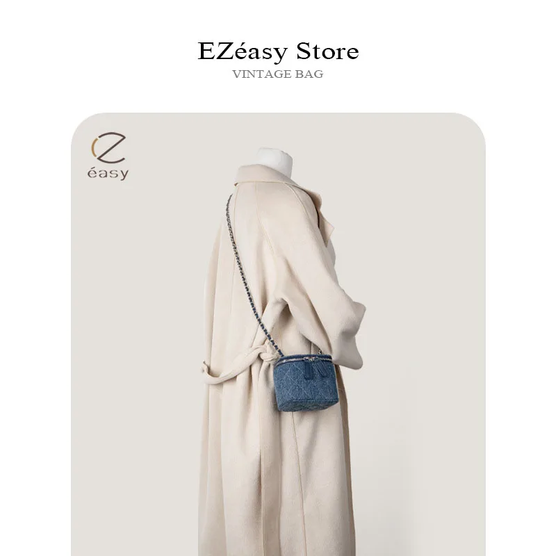 EZeasy Light Luxury Niche Designer Bags for Women Denim Diamond Lattice Bag Box Bag Mini Chain Bag Messenger Bags Crossbody Bag