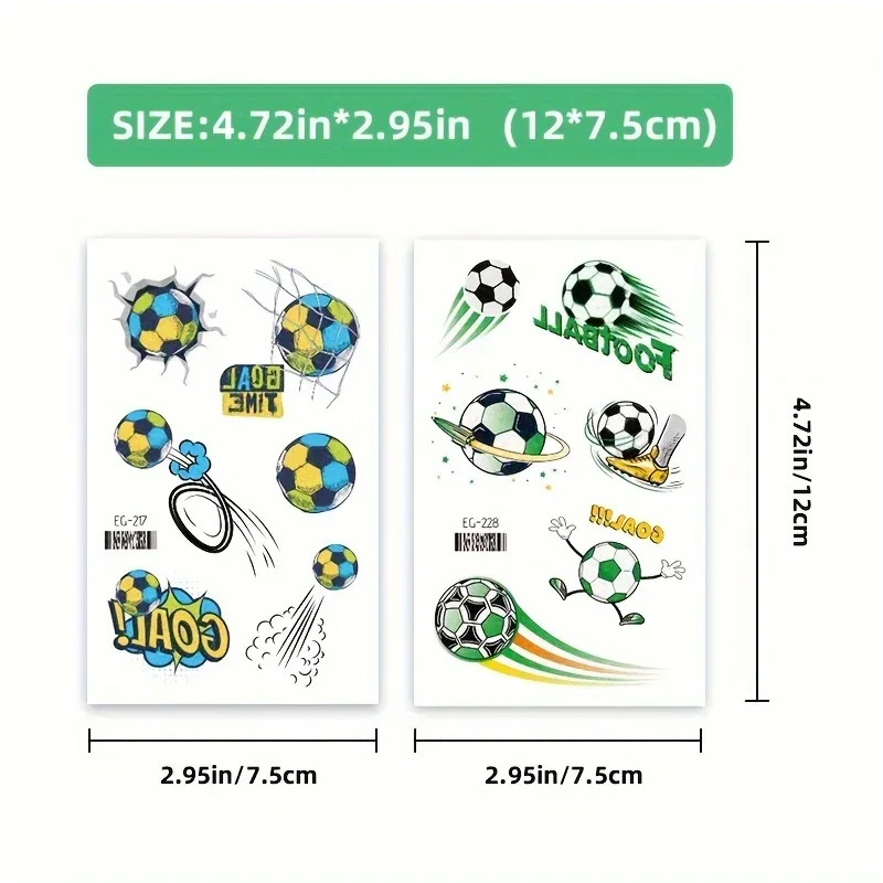 Tattoo Sticker Temporary Tattoos 10 Sheets Temporary Tattoos for Children Football Soccer Fan Fake Tattoo Sticker Waterproof Tattoo Sticker Sleeves Man Kid Women