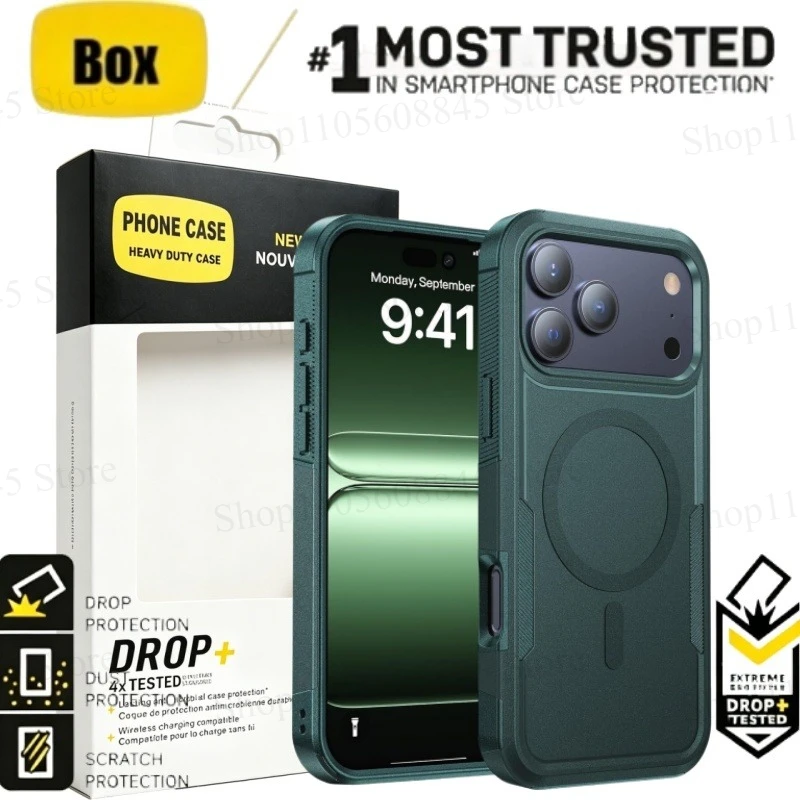 Rugged Magnetic Car Mount Shockproof Wireless Charging Phone Case