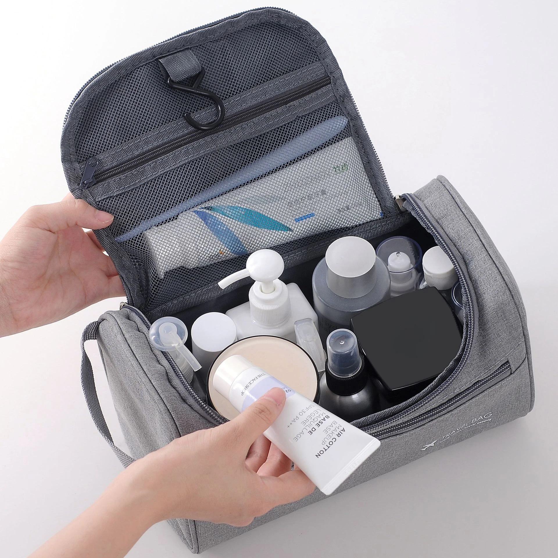 

Polyester Men Business Portable Storage Bag Toiletries Organizer Women Travel Cosmetic Bag Hanging Waterproof Wash Pouch