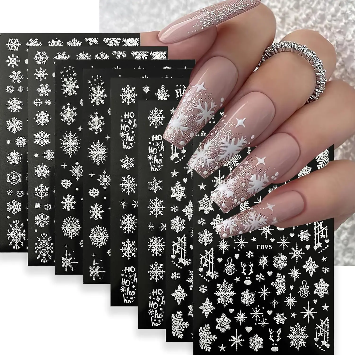 

Sparkly Glitter Winter Nail Decals Sticker Reflective Xmas Elk Jingle Bell Pattern Snowflakes Charm Manicure Powder Sliders M-1Y