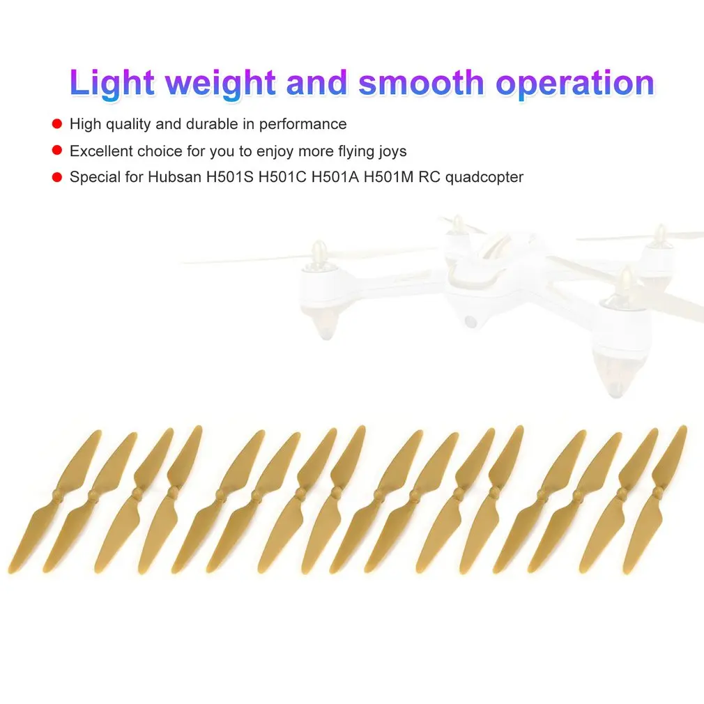 Hélices RC Hubsan H501S/H501C/H501A/H501M - Lot de 16 pales noir ou or