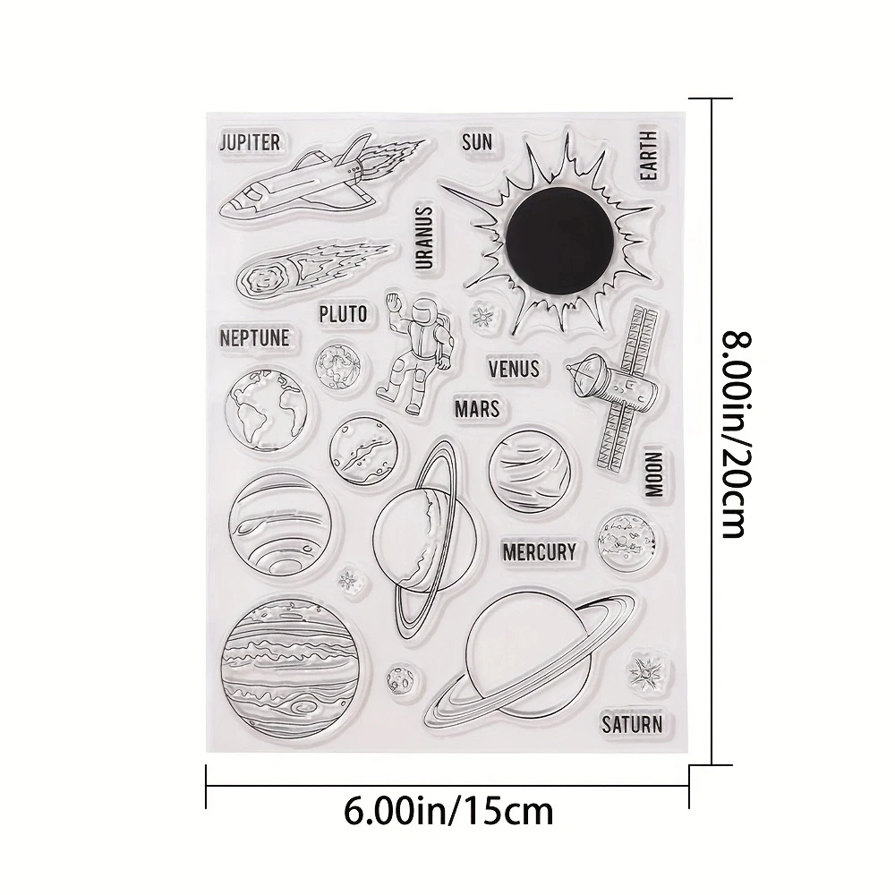 Decorative Planet Clear Stamps Transparent Silicone Stamp 1PC for DIY Scrapbooking Journal Card Making Album Paper Crafts