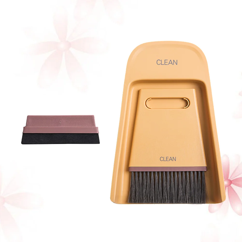 

Dustpan Stainless Steel Small Broom Set Mini and Office Supplies Soft Bristle Brush