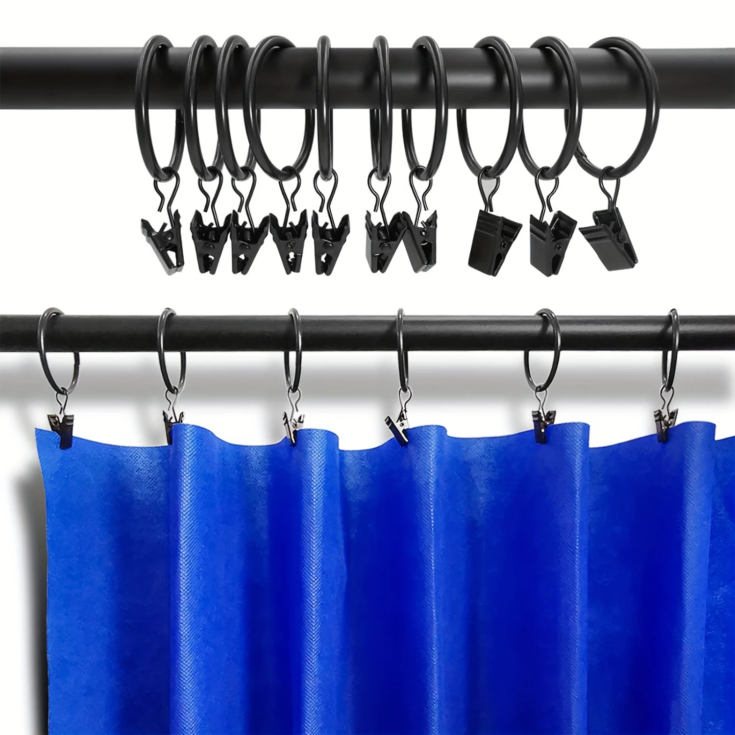 Vintage-Style Metal Curtain Rings With Clips-12/24 Piece, Decorative Drapery , Rustproof Rod Holders For & Office Versatile C