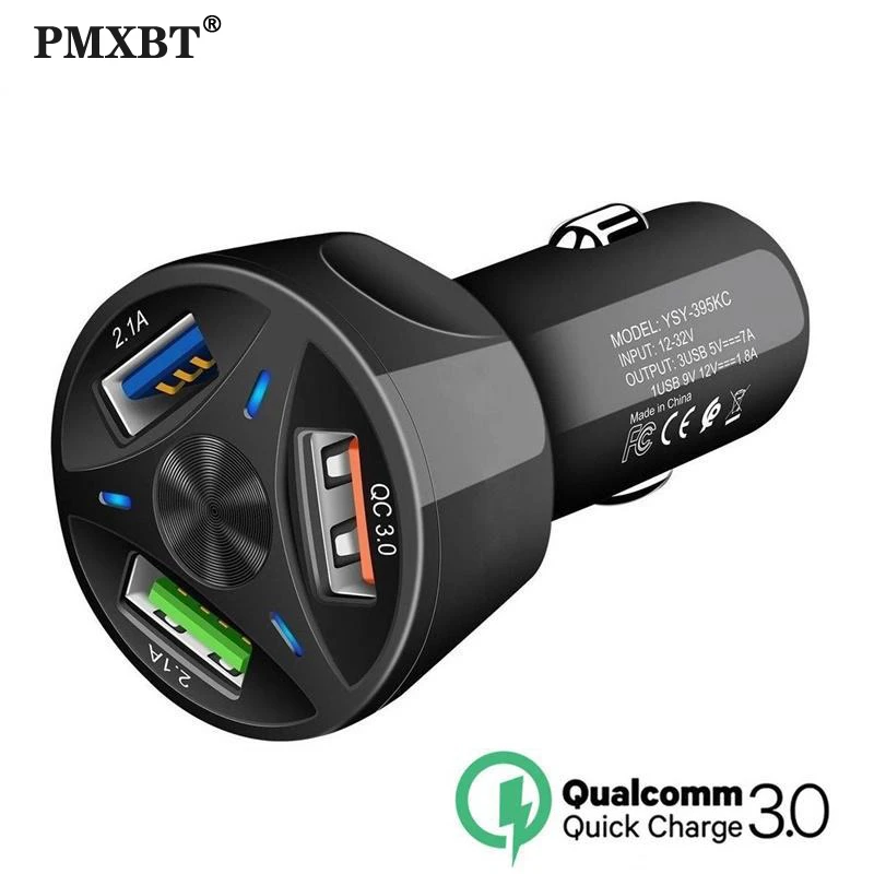 car usb port Car Charger USB 3 Port Quick Charge 3.0 Universal 40W Fast Charging in Car Mobile Phone Charger For  iPhone 12 11 Samsung S10 S9 usb c to usb c car charger