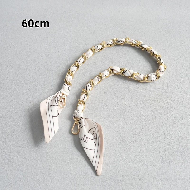 Neue Mode Marke Frau Handtasche Zubehör Ketten Abnehmbare Blumen Druck Metall Seide Schulter Gurt Frauen DIY Kette Tasche Griffe – Detail 16