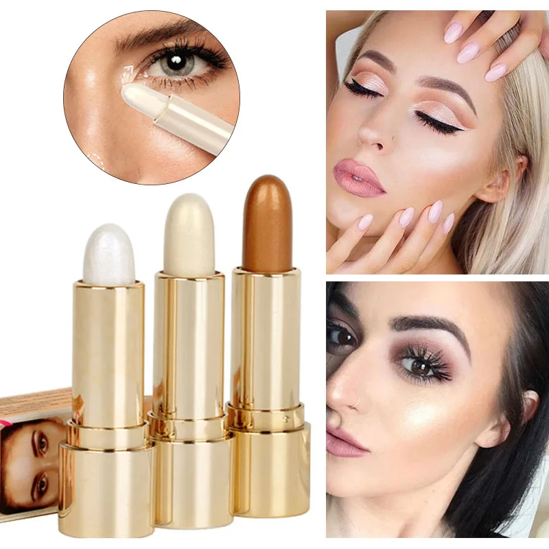 

Стереоскопические хайлайтеры естественным образом осветляют лицо, хайлайтеры легко окрашивают Блестящий контур, осветляющие палочки, косметика