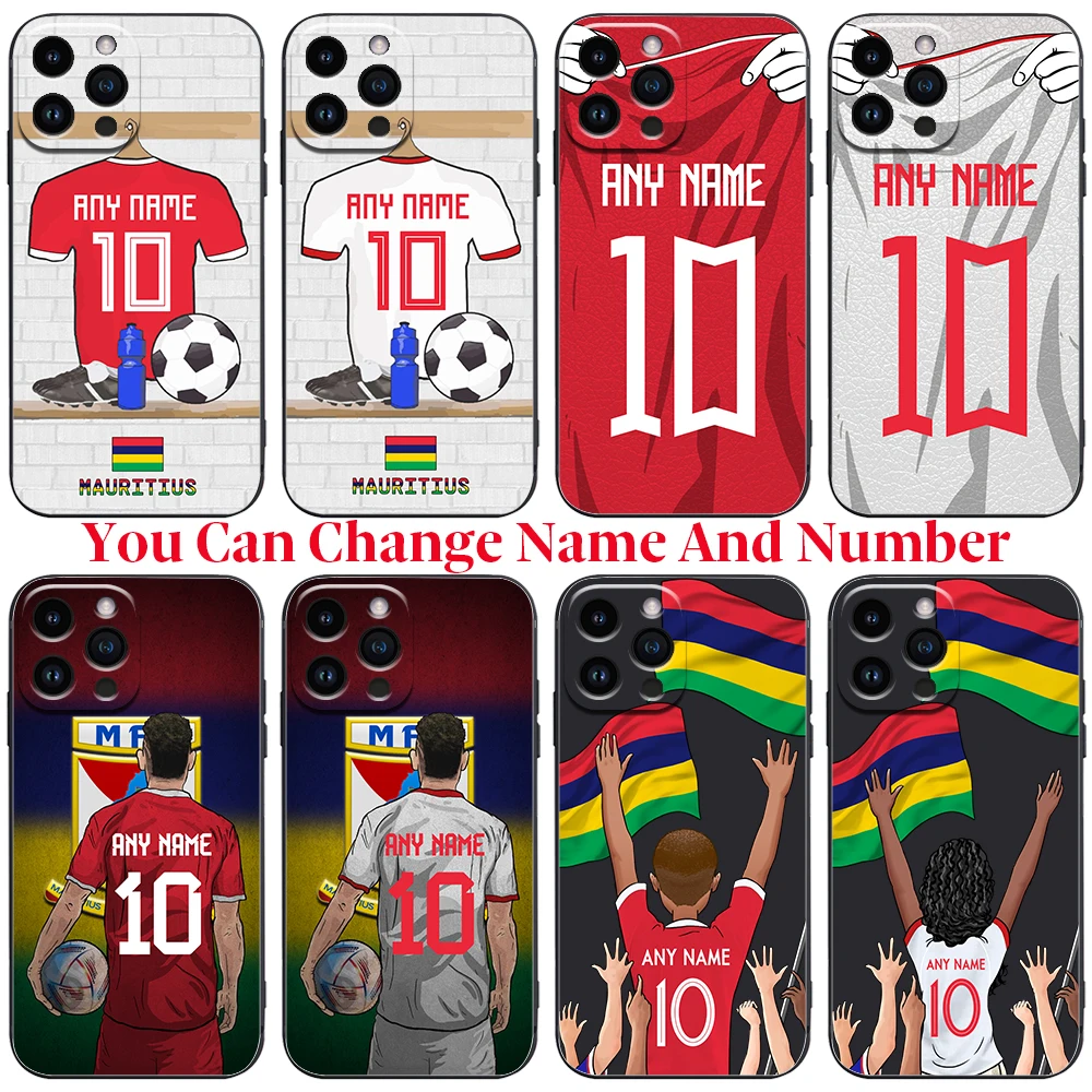 Personalized Mauritius National Soccer Football Jersey Cases for iPhone 11 12 13 14 Pro Max Mini