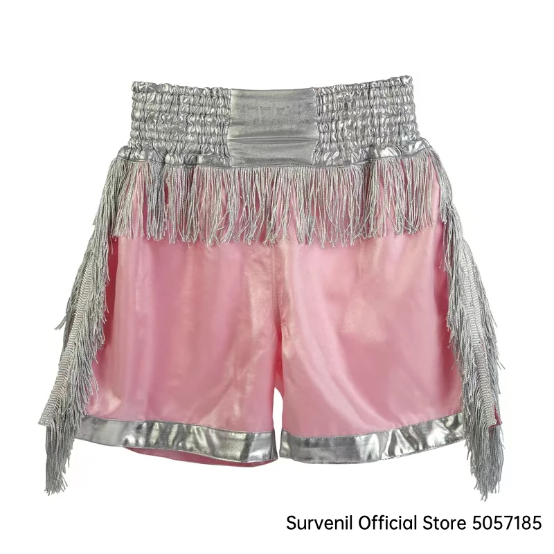 Boxing Shorts High Grade Muay Thai Shorts Men Women Kids Martial Arts MMA Clothes Gold Silver Tassels Fighting Kickboxing mma shorts