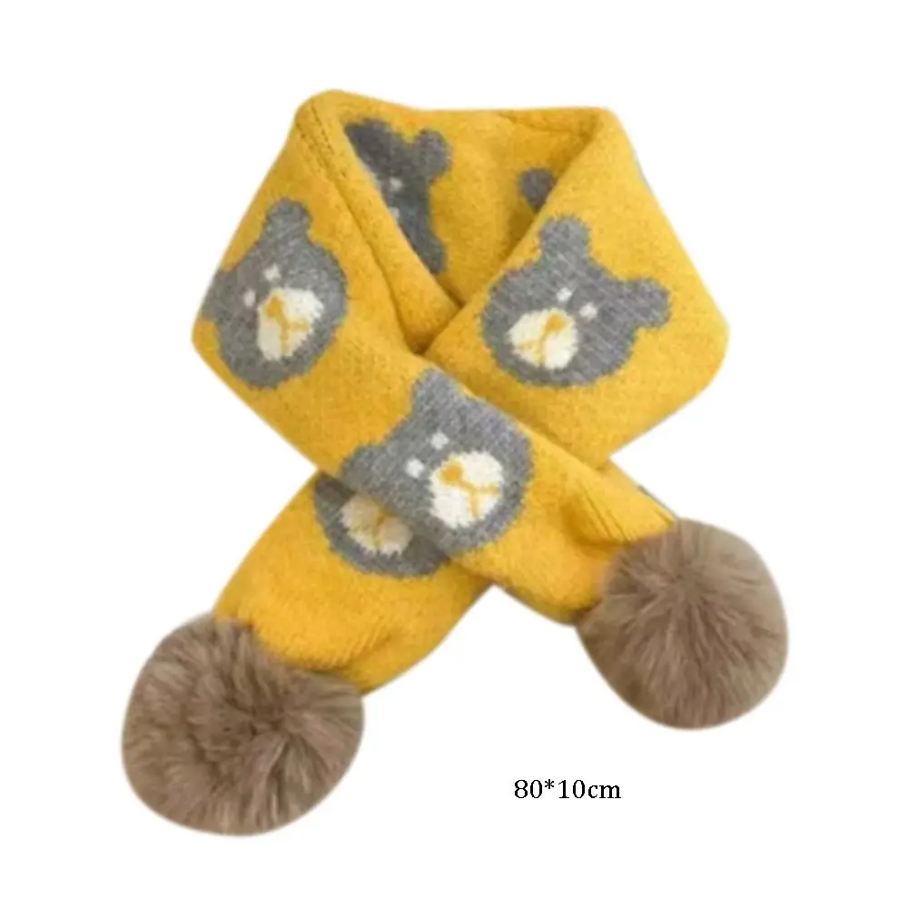 Bib Thermal Neck Warmer Windproof Snap Fastener Boys Girls Knitting Scarf Cartoon Neckerchief Children Kids Winter Scarves