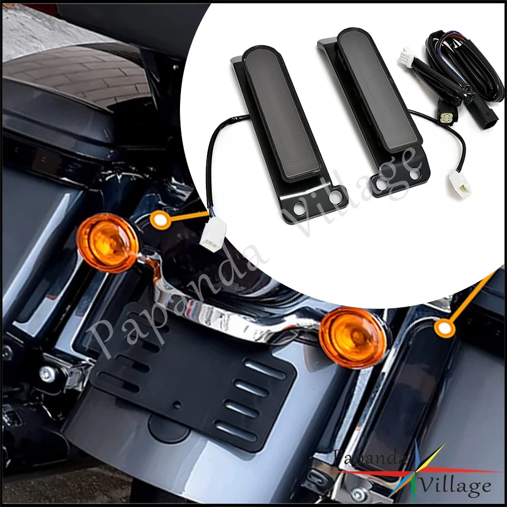 

For Harley Touring Road King Electra Glide CVO Limited 2014-2022 Rear Fender Saddlebag Filler Insert LED Brake Stop Tail Light