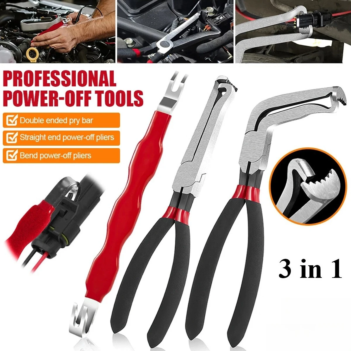 3x Electrical Connector Disconnect Pliers for Cars Automotive Plug Removal Tool