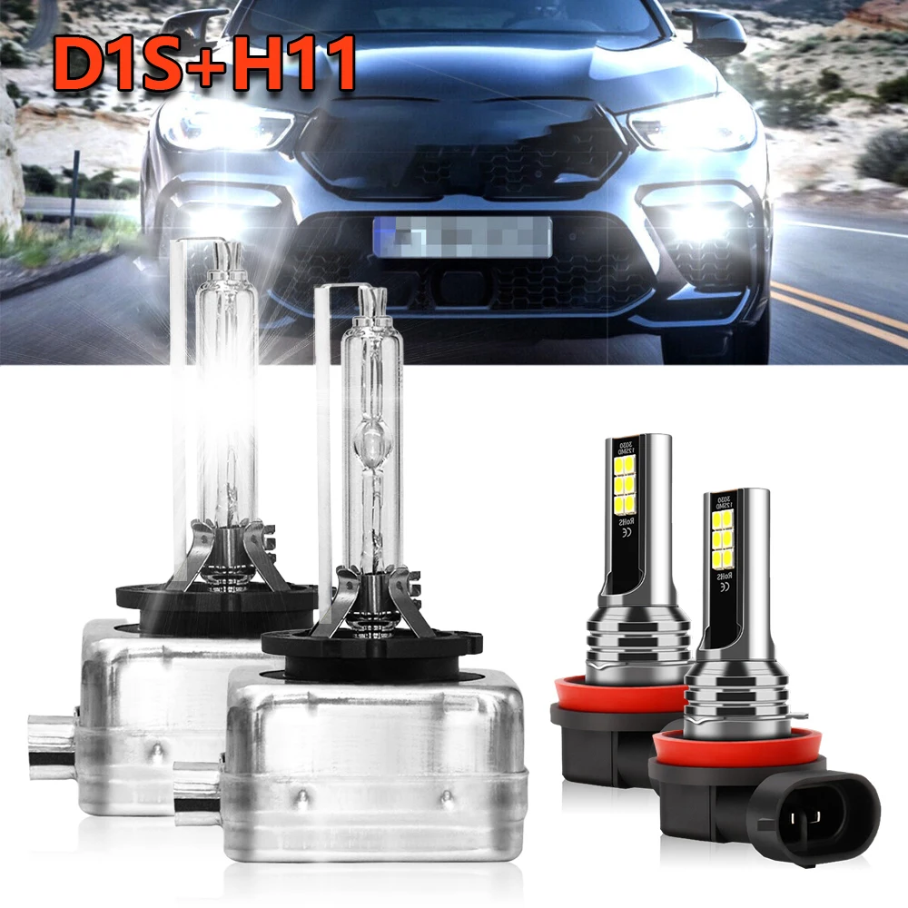 

LED Headlight HID High/Low Beam D1S + H11 Fog Light Bulbs Combo Conversion Kit For BMW X6 2008-2013 2014