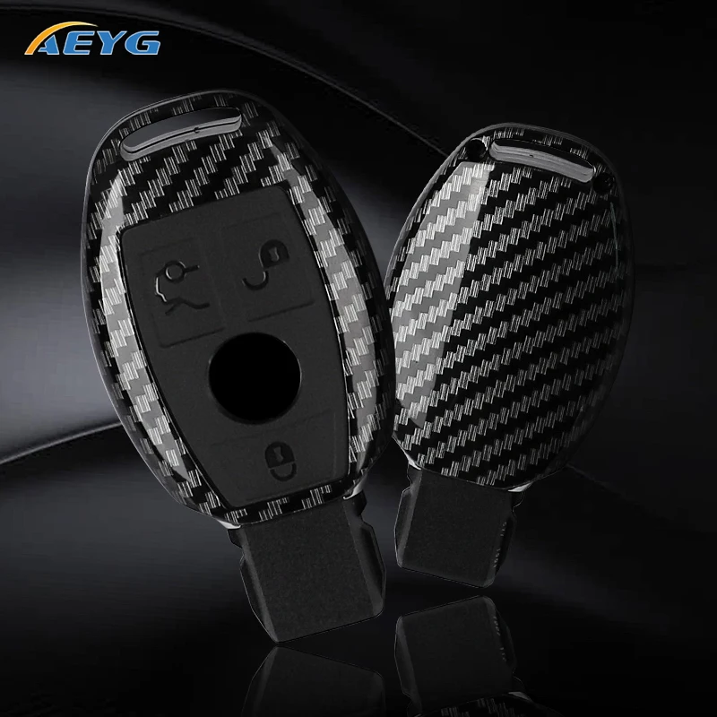 Premium ABS Carbon Fiber Car Key Case Cover for Mercedes-Benz AMG Accessories