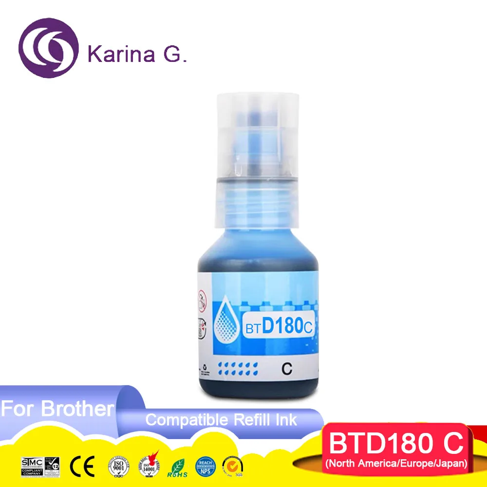 BTD180 BTD-180 Compatible Bottle Water Based Refill Tintas Ink for Brother DCP-T