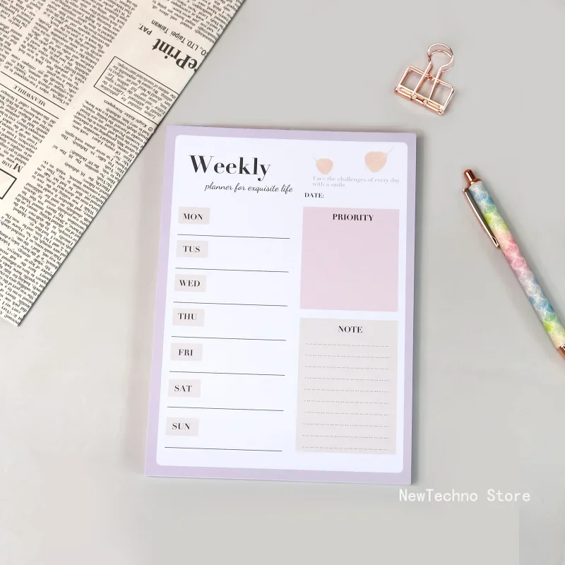 Morandi Agenda Daily Planner 100gsm Paper 52 Sheets To Do List Memopads Post Notes Time Schedule Notebook