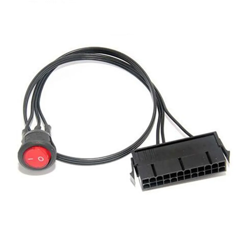 PC 전원 공급 장치 테스터 시동 점퍼, ON/OFF 스위치, 구리 주석 와이어, 24 핀 암 ATX PSU 케이블, 50cm, 2 개