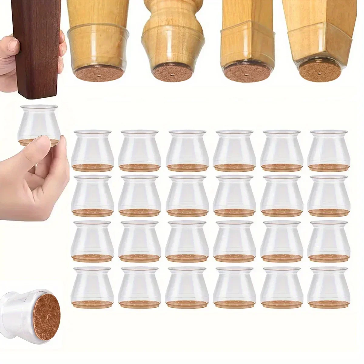 Description Picture 3 of itemNew 24pcs Chair Leg Floor Protectors, Silicone Chair Leg Covers, Small Floors Felt Pads Reduce Noise, Furniture Accessories