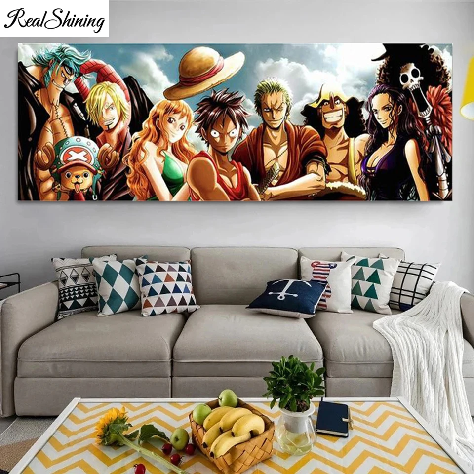 One Piece Japanese Anime Diamond Painting Luffy and His Partners Cross Stitch Diamond Mosaic Children's Bedroom Decoration T1407