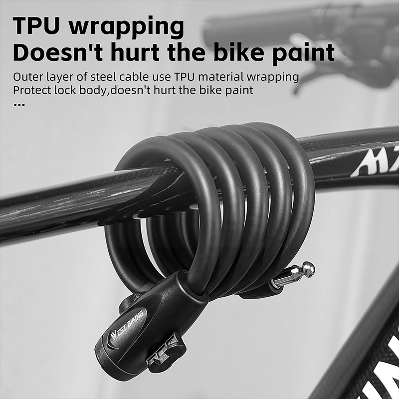 WEST BIKING Bicycle Anti-freeze Steel Cable Lock Portable Safety Anti-Theft Wire Lock Thicken Zinc Alloy Lock Bike Accessories 4