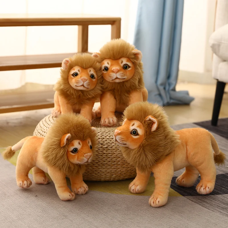 23/28cm Simulation Male Lion Plush Toys Lifelike Panthera Leo Stuffed Dolls Cute King of