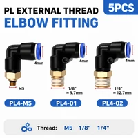 5PCS PL Series Straight Pneumatic Fittings - 4mm Hose to M5 1/8" 1/4" Thread Air Pipe Quick Connector for Compressor 1