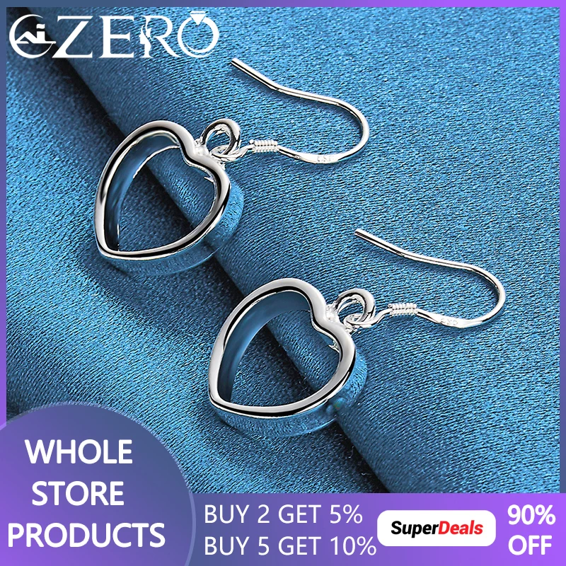 

ALIZERO 925 Sterling Silver Hollow Heart Shape Drop Earrings For Women Fashion Jewelry Wedding Charms Accessories