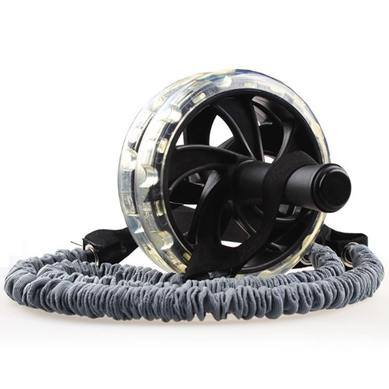 Waist Abdominal Slimming Equipment Double Wheels Roller Stretch Trainer Resistance Exercise Fitness Elastic Pull Rope