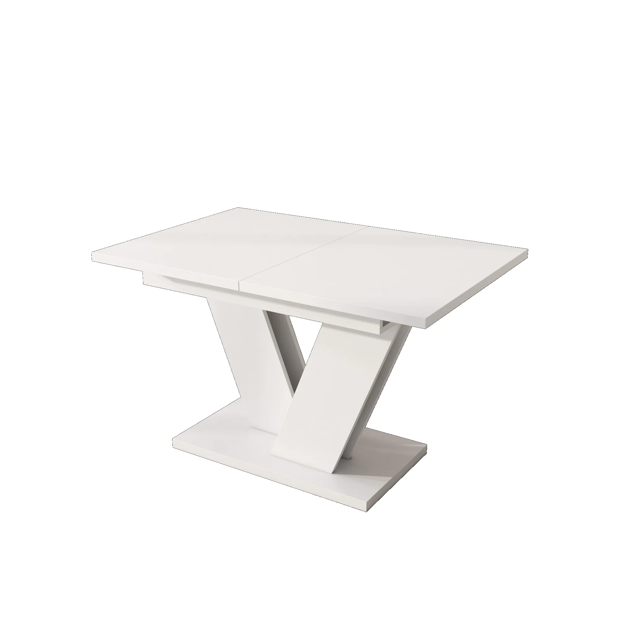 Ausziehbarer Esstisch 120/160*80 cm für 4-6 Personen, rechteckig mit verdickter Tischplatte und V-förmigen Beinen. – Detail 12