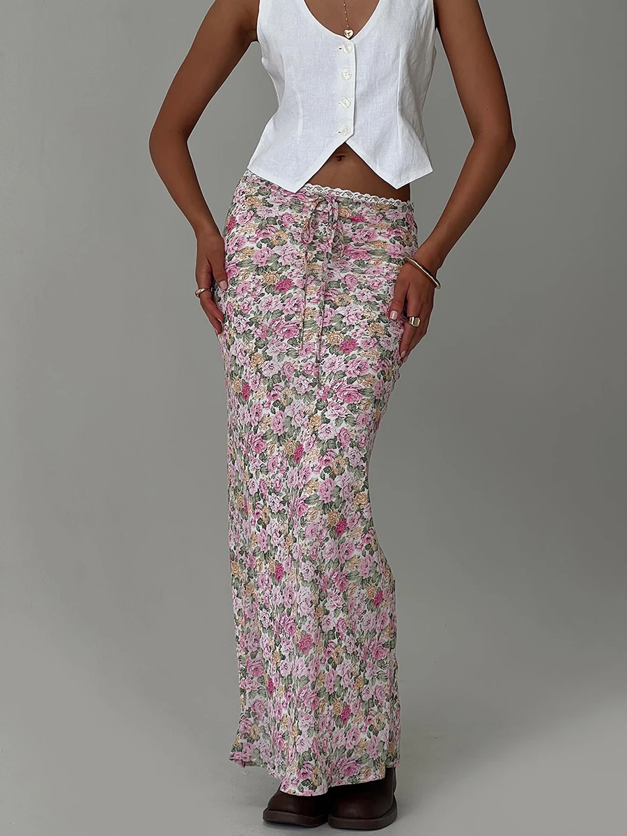

Женская длинная юбка с цветочным принтом, Размеры S M L