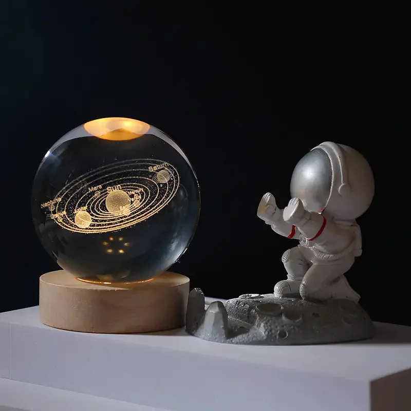 Crystal Ball Toy Kids LED Crystal Ball Table Lamp 3D Moon Planet Galaxy Decor Party Educational Toys Kids Adult Birthday Xmas Gifts