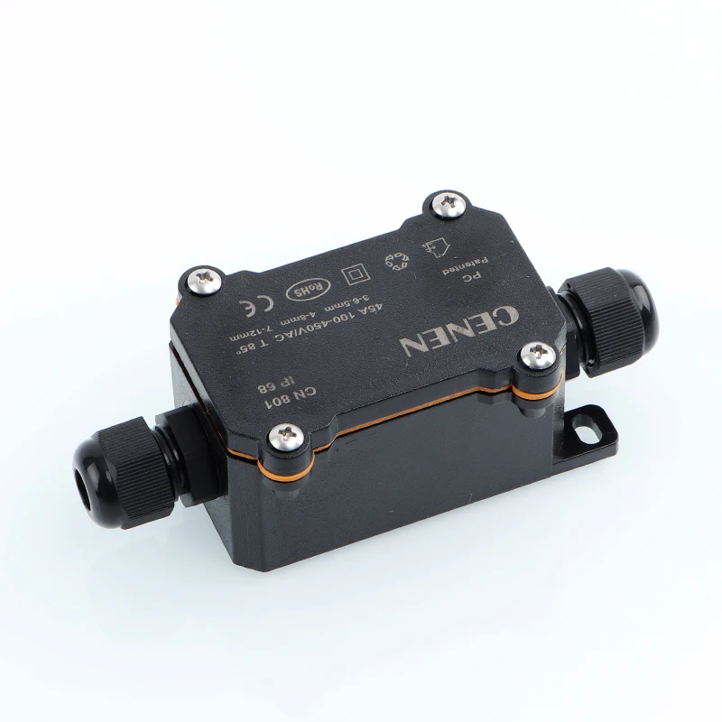 Plastic waterproof junction box black PC flame-retardant LED light junction box outdoor rain-proof electrical instrument seali