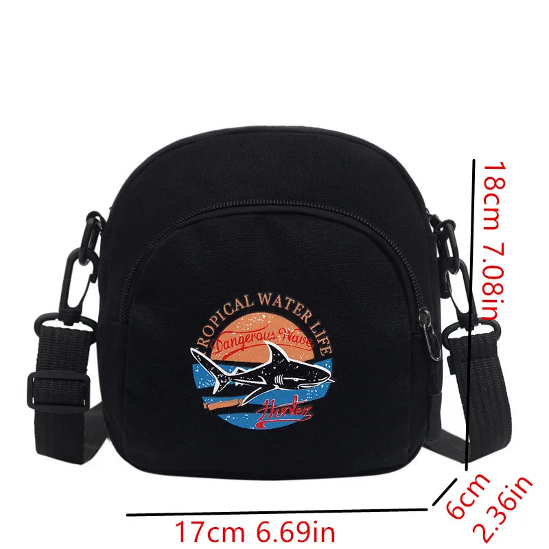 Harajuku Stylish Mobile Phone Crossbody Bag, Student Cartoon Print Canvas Bag, Chic Square Shoulder Bag for Women Daily Use